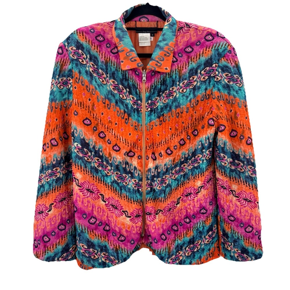 Vintage Nancy Bolen City Girl Jacket Women M Abstract Geometric Grandma Y2K 90s
